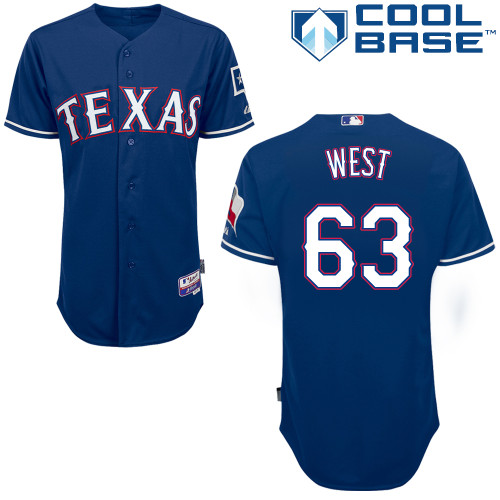 Matt West #63 MLB Jersey-Texas Rangers Men's Authentic Alternate Blue 2014 Cool Base Baseball Jersey